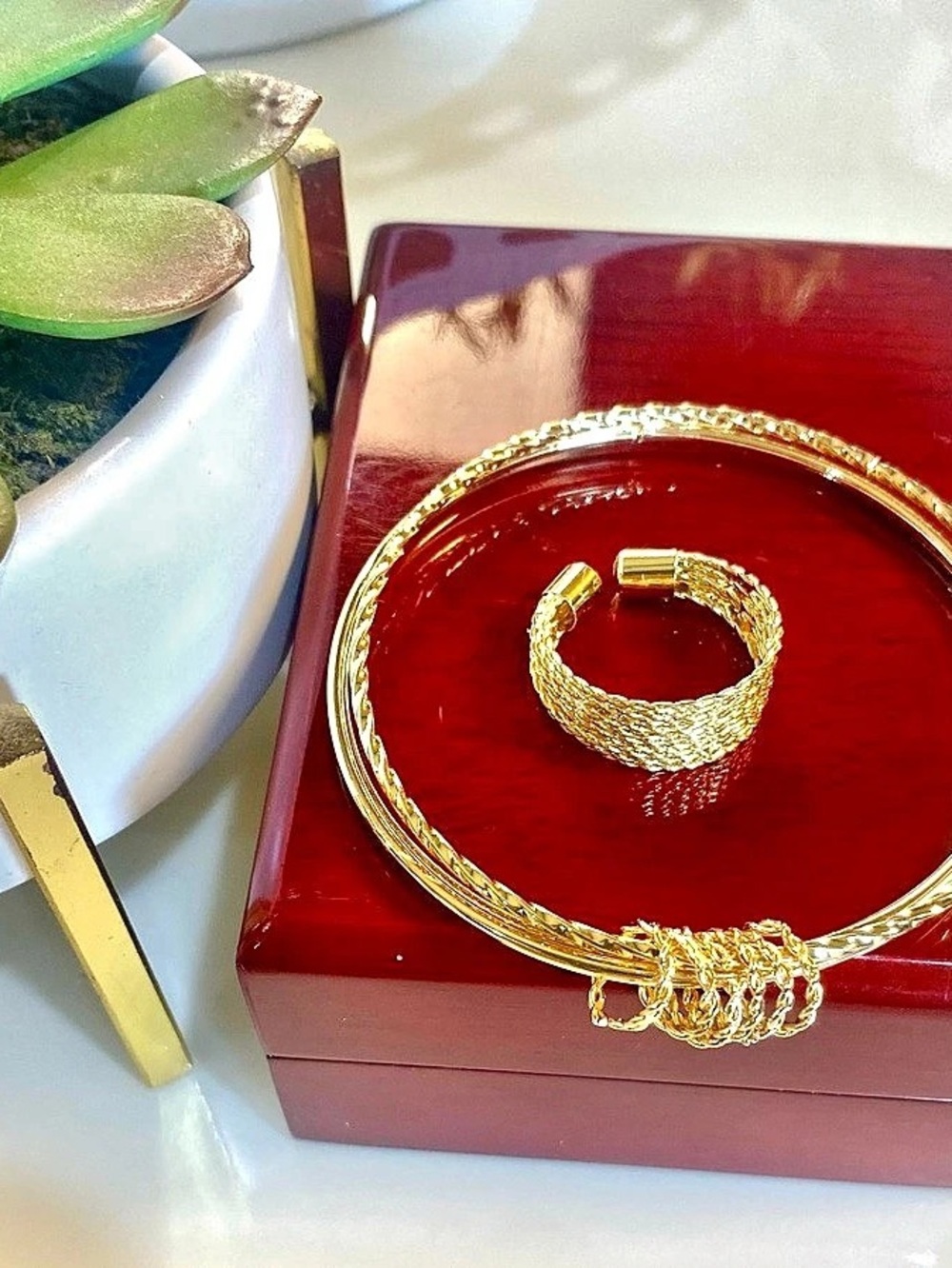 NWT Trendy Gold-Tone Bracelet & Ring Set